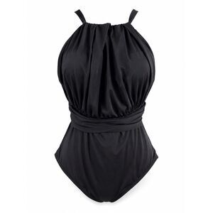 Contours by Coco Reef Black Draped One Piece Swimsuit Size 14 38C